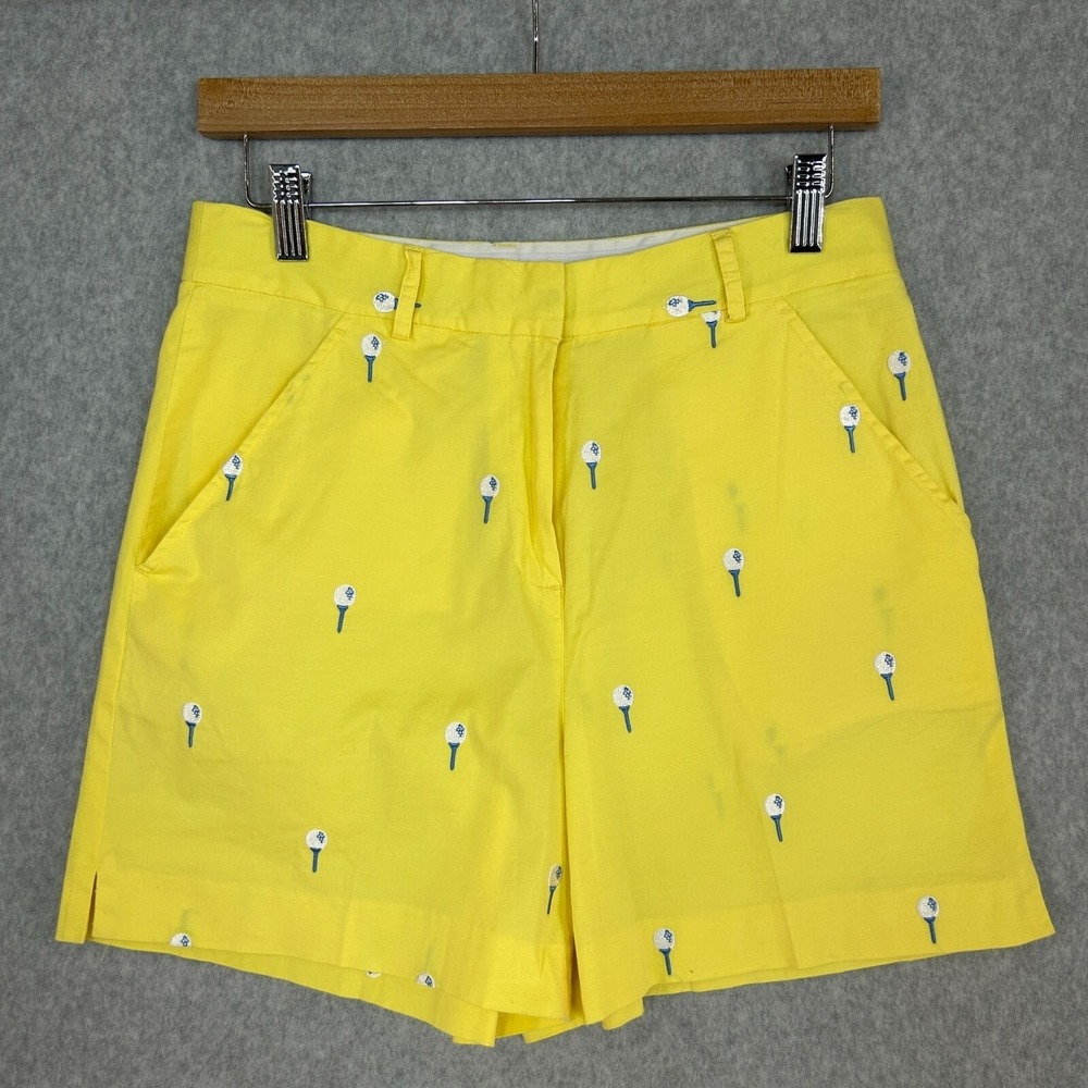Lilly Pulitzer Golf Tee Embroidered Yellow Shorts Vintage‎ 90s Prep Womens Sz 6